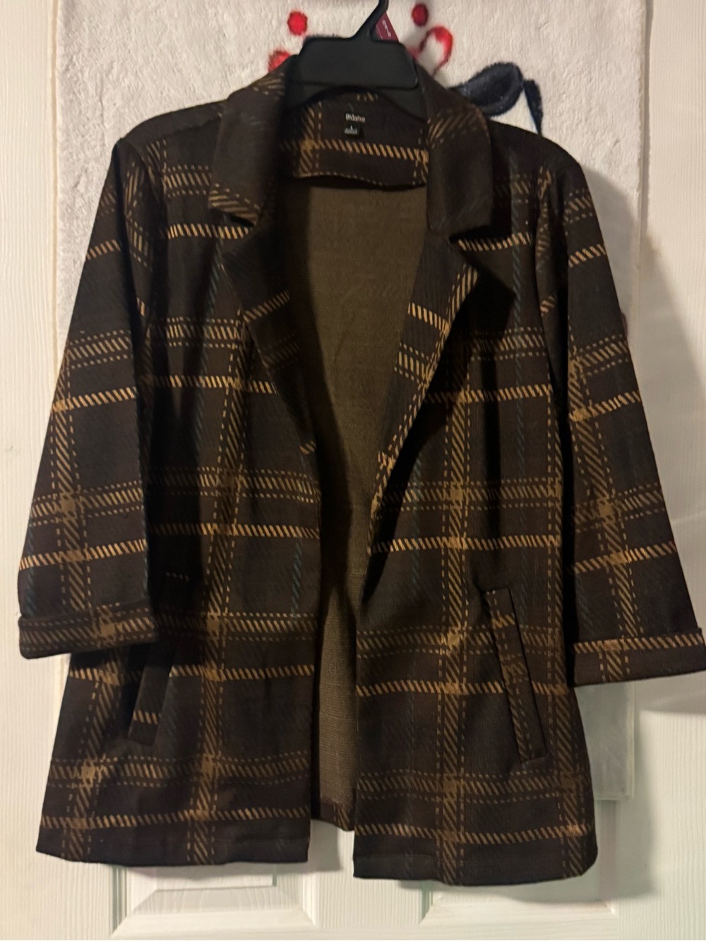 a new day Brown & Black Plaid Open-Front Blazer Jacket